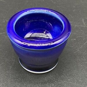 Cobalt Blue Glass Egg Cup‎ with Starburst Base Vintage Pressed Kitchenware